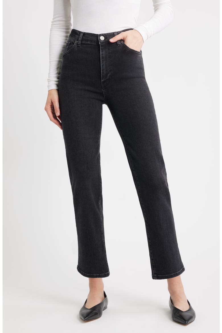 Le Sleek High Waist Ankle Straight Leg Jeans, Main, color, METEOR