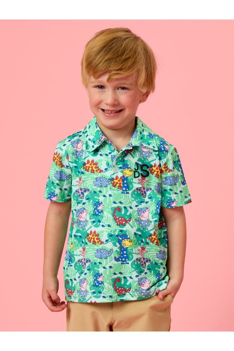 Peppa Pig & Friends Knit Short Sleeve Performance Polo, Alternate, color, Dinosaur Peppa Pig & Friends