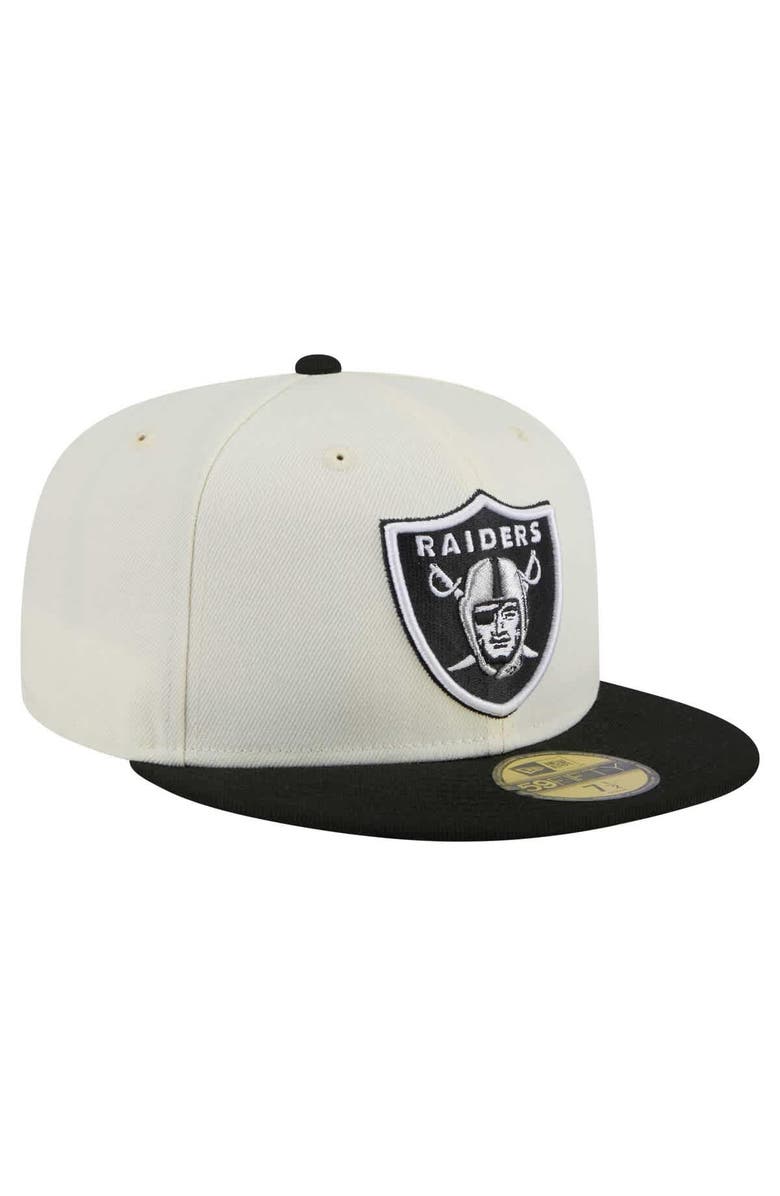 New Era Men's New Era White/Black Las Vegas Raiders Main 59FIFTY Fitted Hat, Alternate, color, White