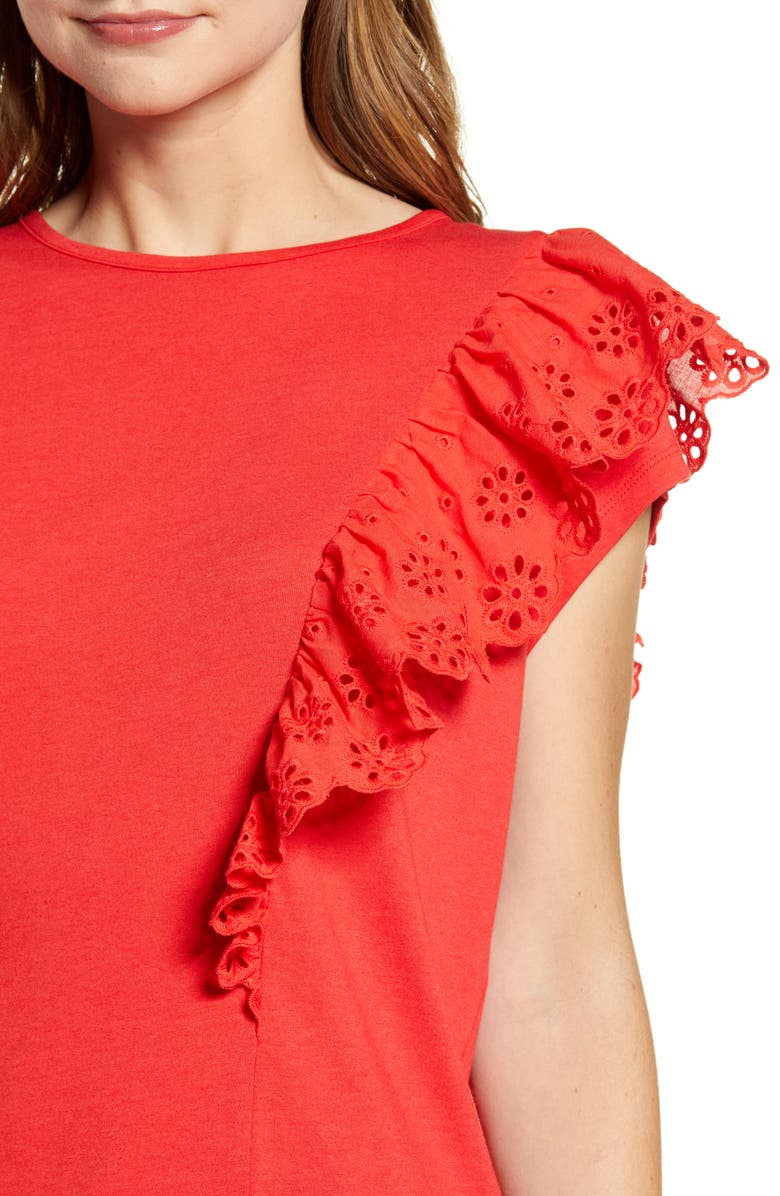 Rachel Parcell Eyelet Ruffle Tee, Alternate, color, 