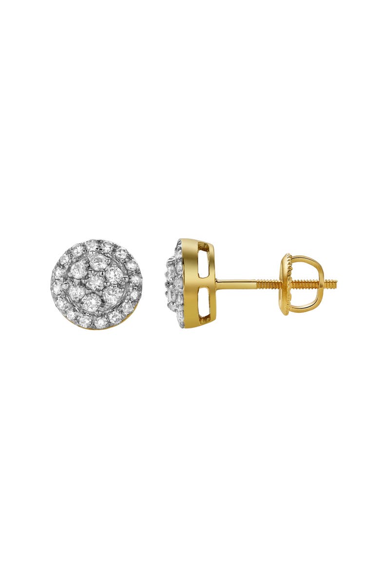 Solave 10K Yellow Gold Cluster Diamond Unisex Earrings - 0.39 Cts, Main, color, 10K Yellow Gold