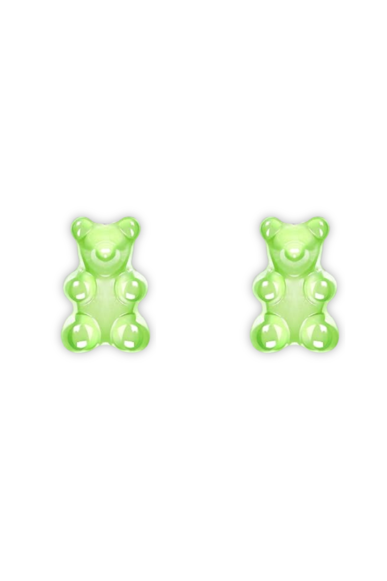 Kids' Sterling Silver Gummy Bear Stud Earrings in Gift Bottle, Alternate, color, Green