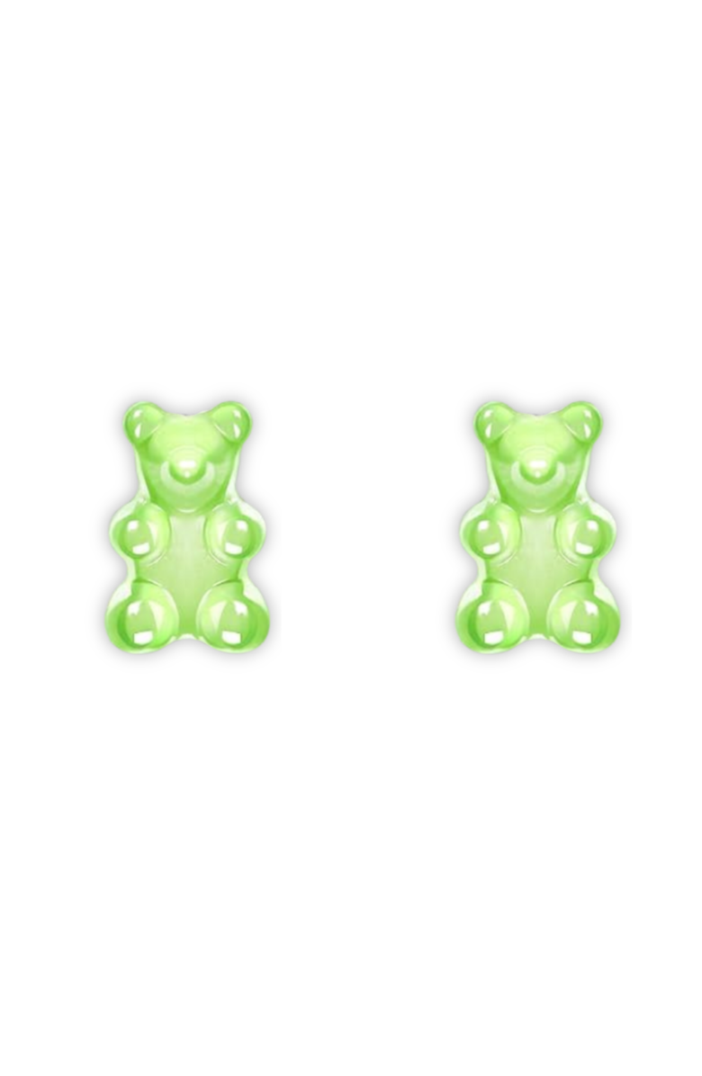 Little Miss Zoe Yummy Bear Stud Earrings, Alternate, color, Green