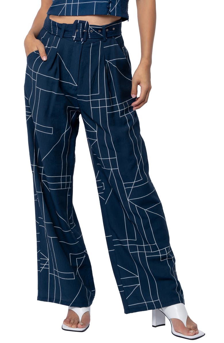 CIEBON Sydney Belted Print Wide Leg Pants, Main, color, 