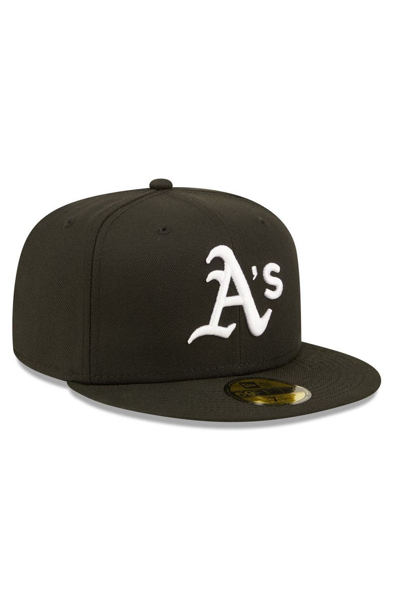 New Era Men's New Era Black Oakland Athletics Team Logo 59FIFTY Fitted Hat, Alternate, color,