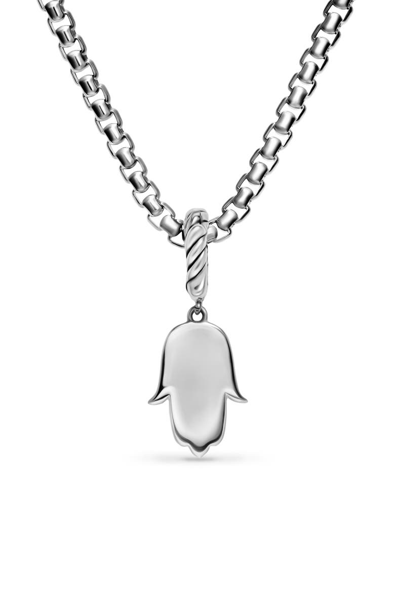David Yurman Hamsa Amulet in Sterling Silver with Center Diamond, 15.8mm, Alternate, color, Silver Pave