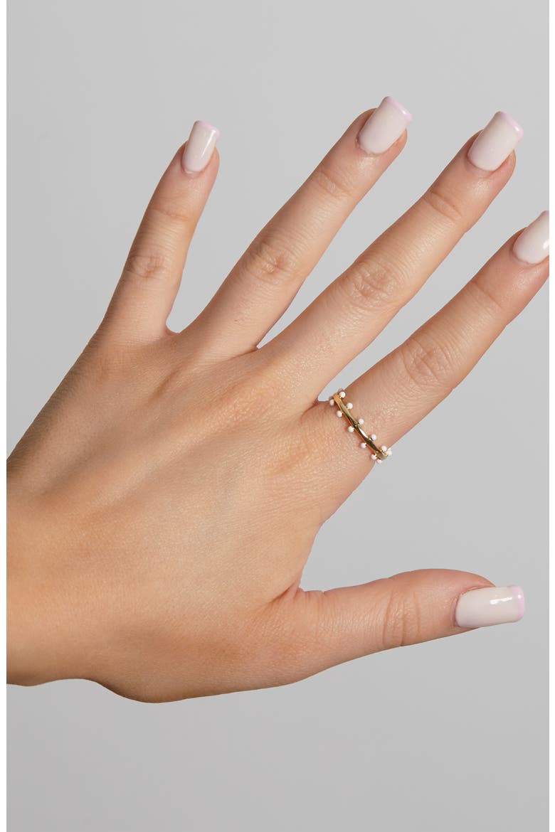 Bead Band Ring, Alternate, color, GOLD/ WHITE
