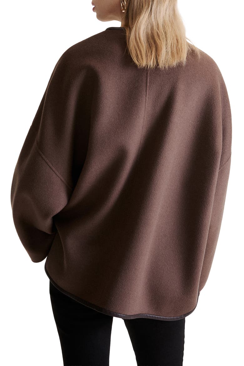 Wool Blend Collarless Coat, Alternate, color, BROWN