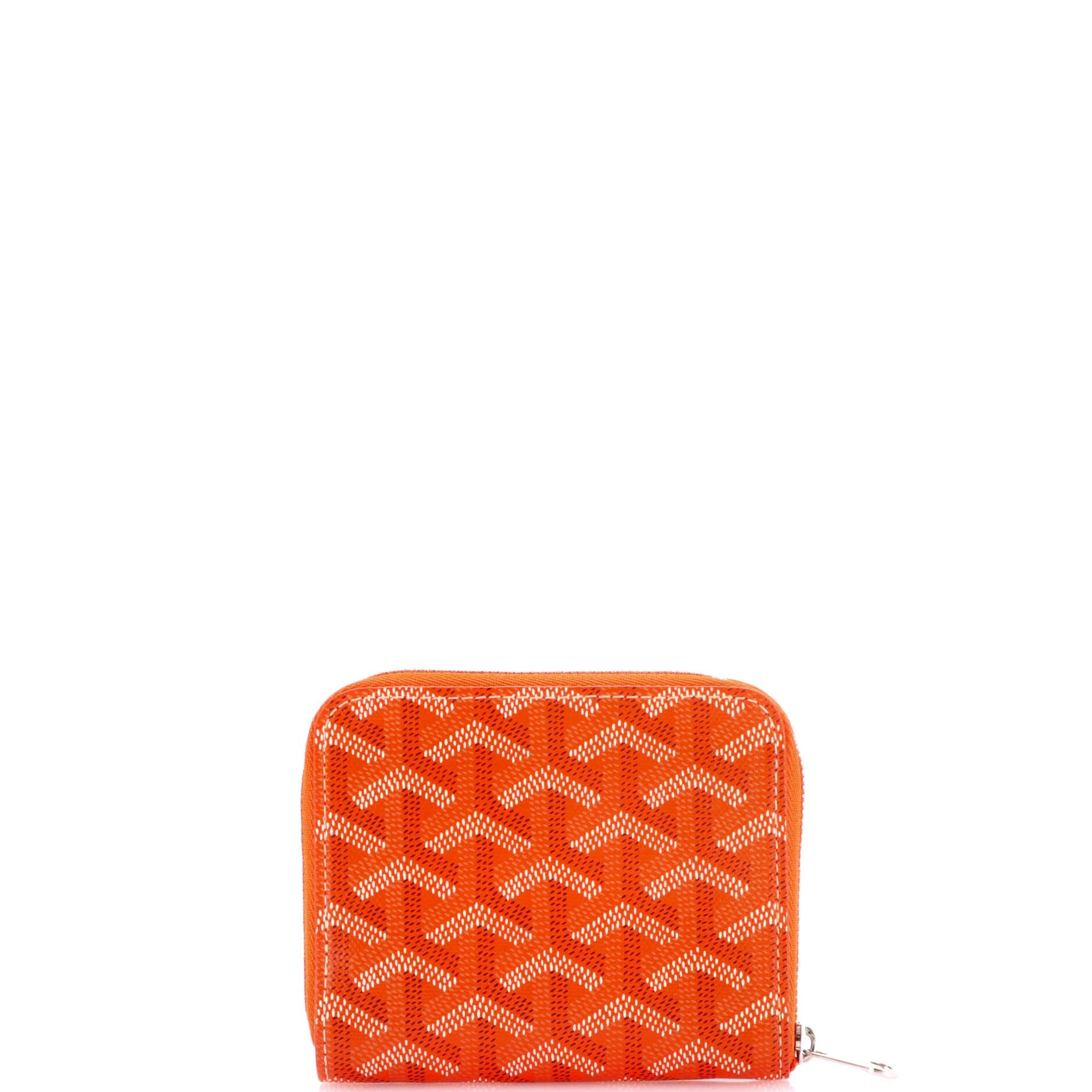Matignon Zip Wallet Coated Canvas with Leather PM, Alternate, color, Orange