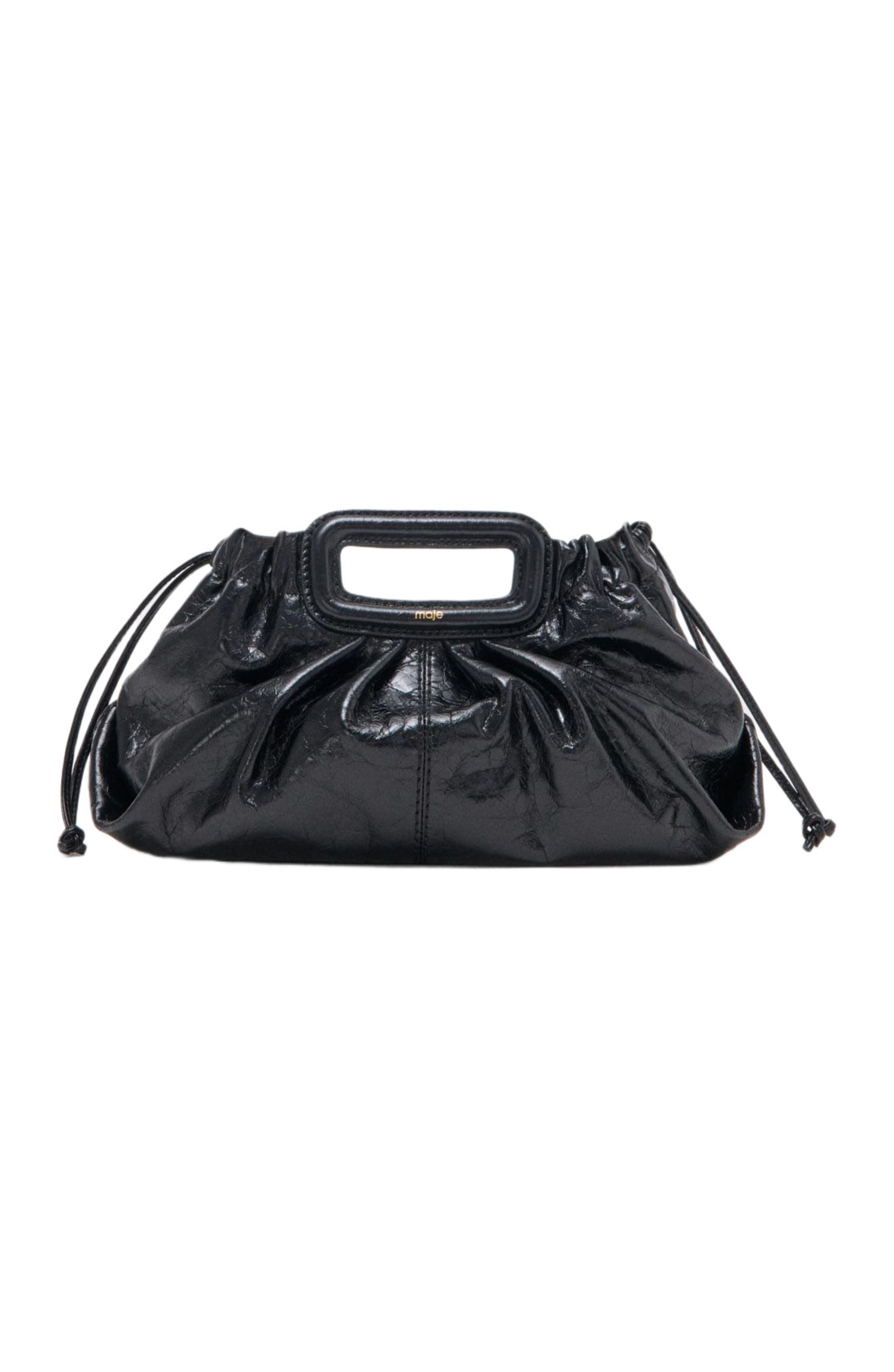 Crackled leather Milpli pouch, Main, color, Black