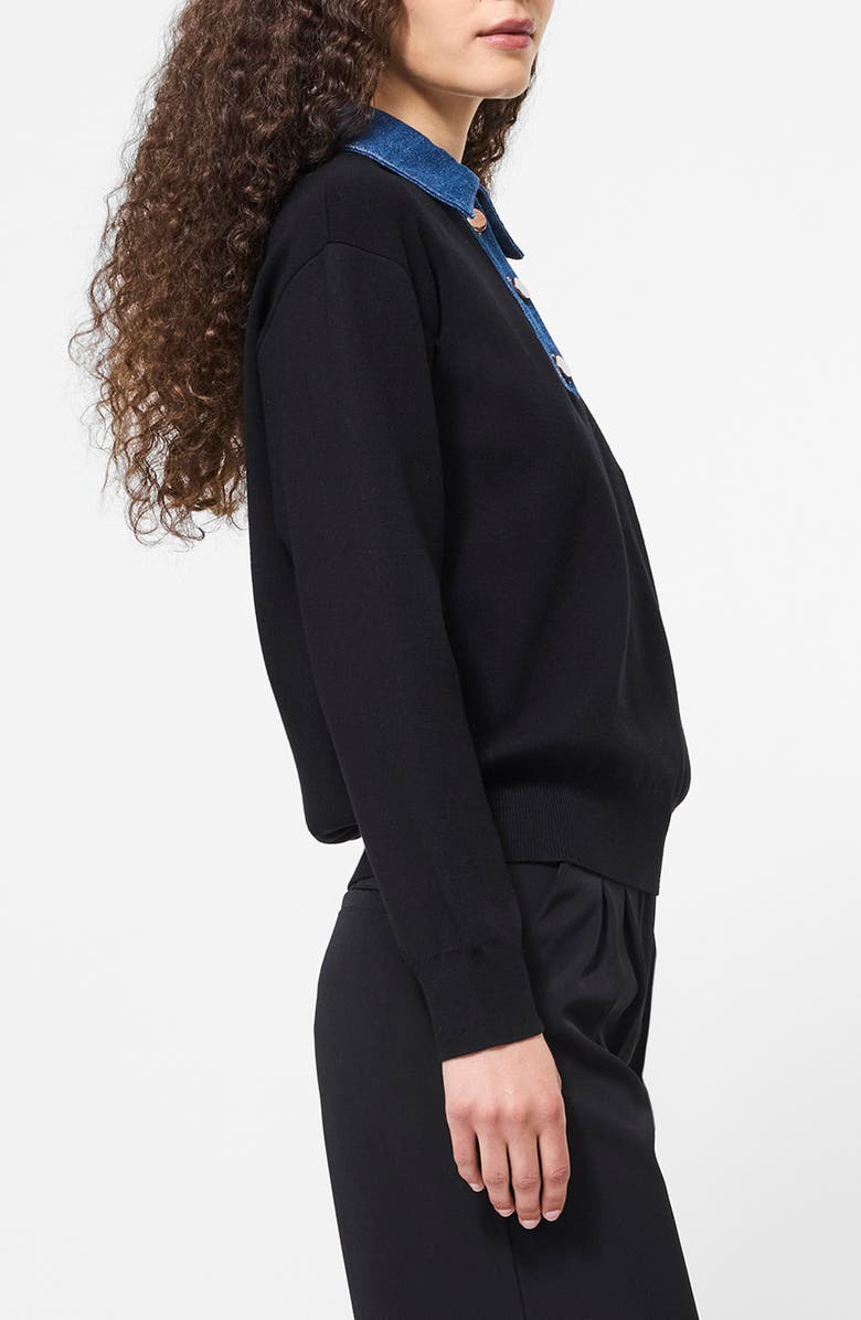 French Connection Denim Collar Sweater, Alternate, color, 01-Black-Blue Denim