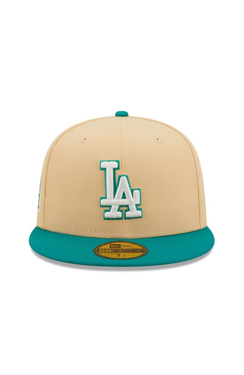 New Era Men's New Era Natural/Teal Los Angeles Dodgers Mango Forest 59FIFTY fitted hat, Alternate, color, Natural