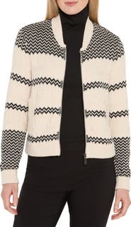 NIC+ZOE Zigzag Knit Bomber Jacket