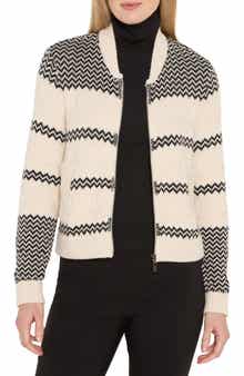 NIC+ZOE Zigzag Knit Bomber Jacket