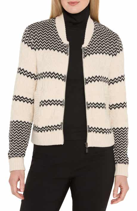 NIC+ZOE Zigzag Knit Bomber Jacket