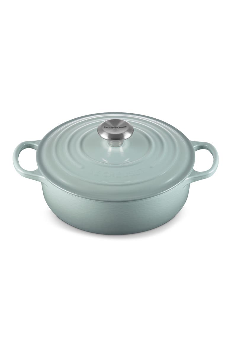 Signature 3.5-Quart Round Wide Enamel Cast Iron Dutch Oven, Alternate, color, SEA SALT
