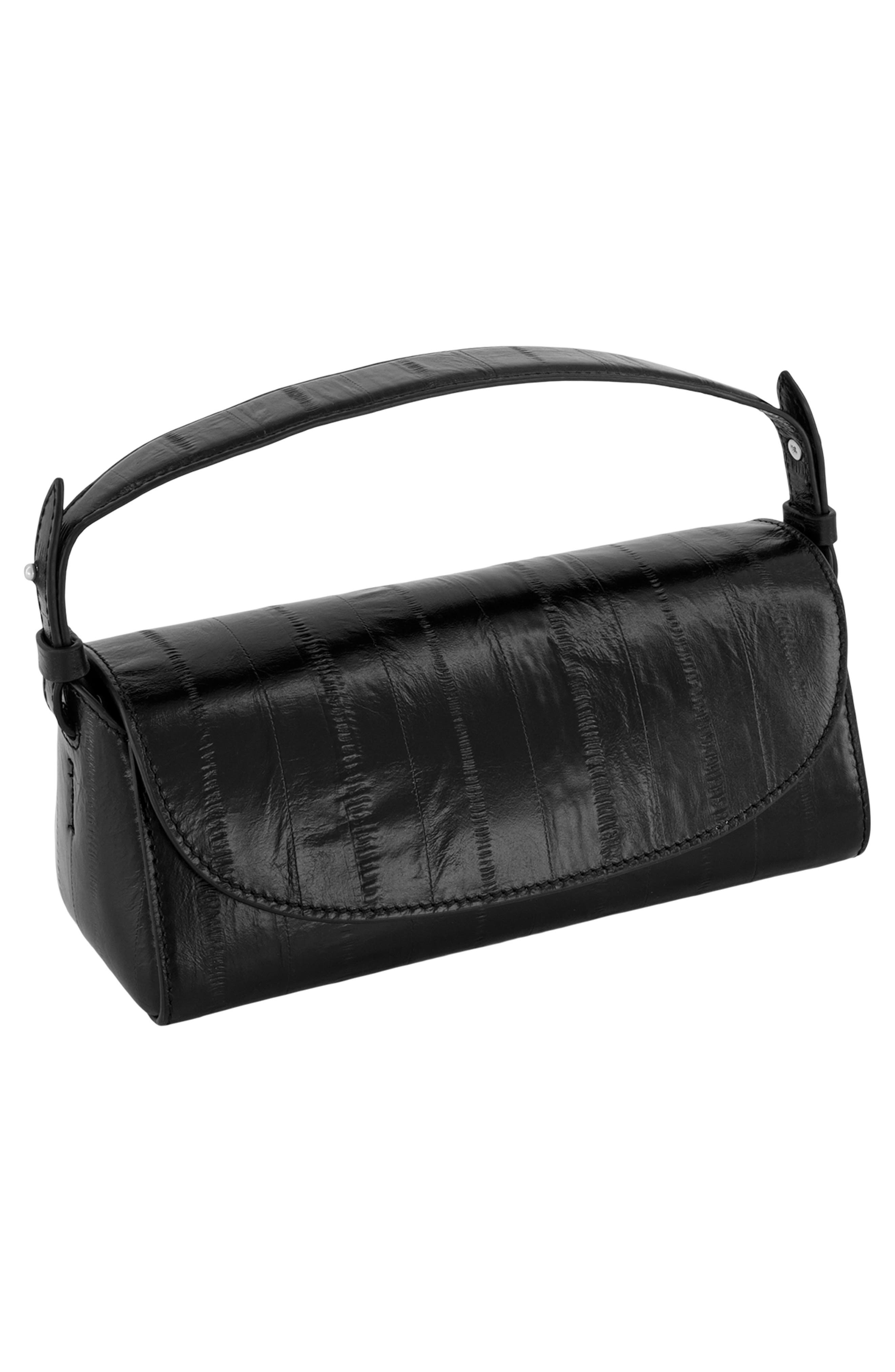 Vince Mini Sabrina Eel Embossed Leather Top Handle Bag, Alternate, color, Black