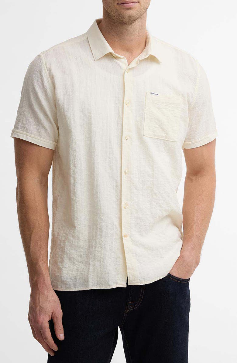 Barbour Kingswood Short Sleeve Cotton Ripstop Button-Up Shirt, Main, color, Whisper White