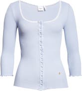 Chloé Three-Quarter Sleeve Tubular Button-Up Top