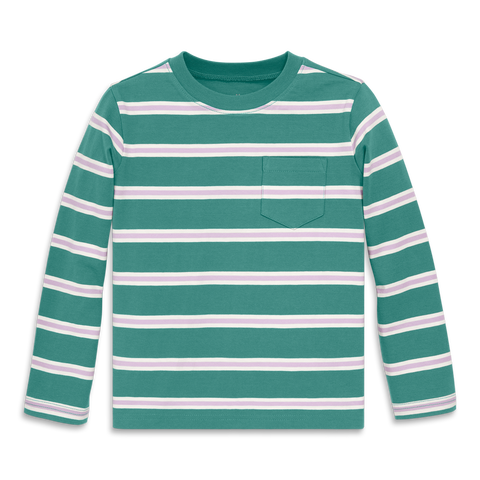 Kids Long Sleeve Pocket Tee In Varsity Stripe