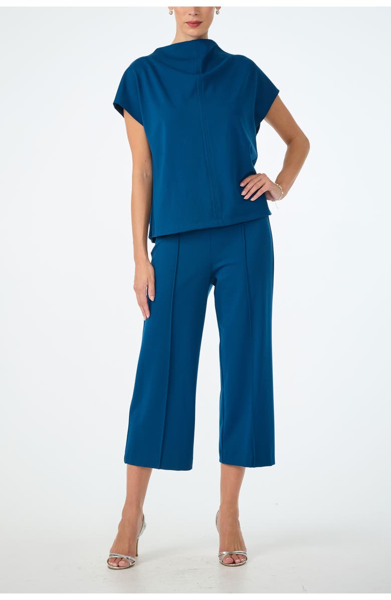Trina Turk Santo Ponte Cropped Wide Leg Pant, Alternate, color, Burle Blue