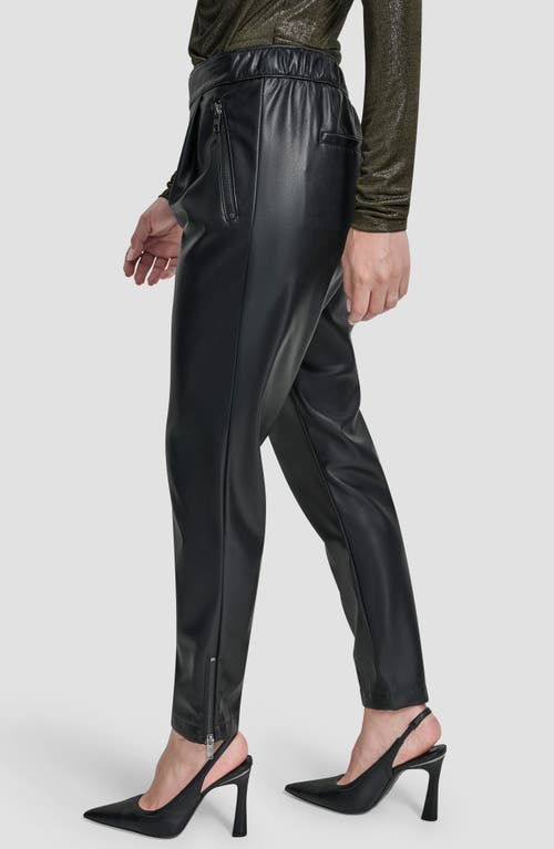 Dkny Butter Pu Pull On Pant With Zi In Black