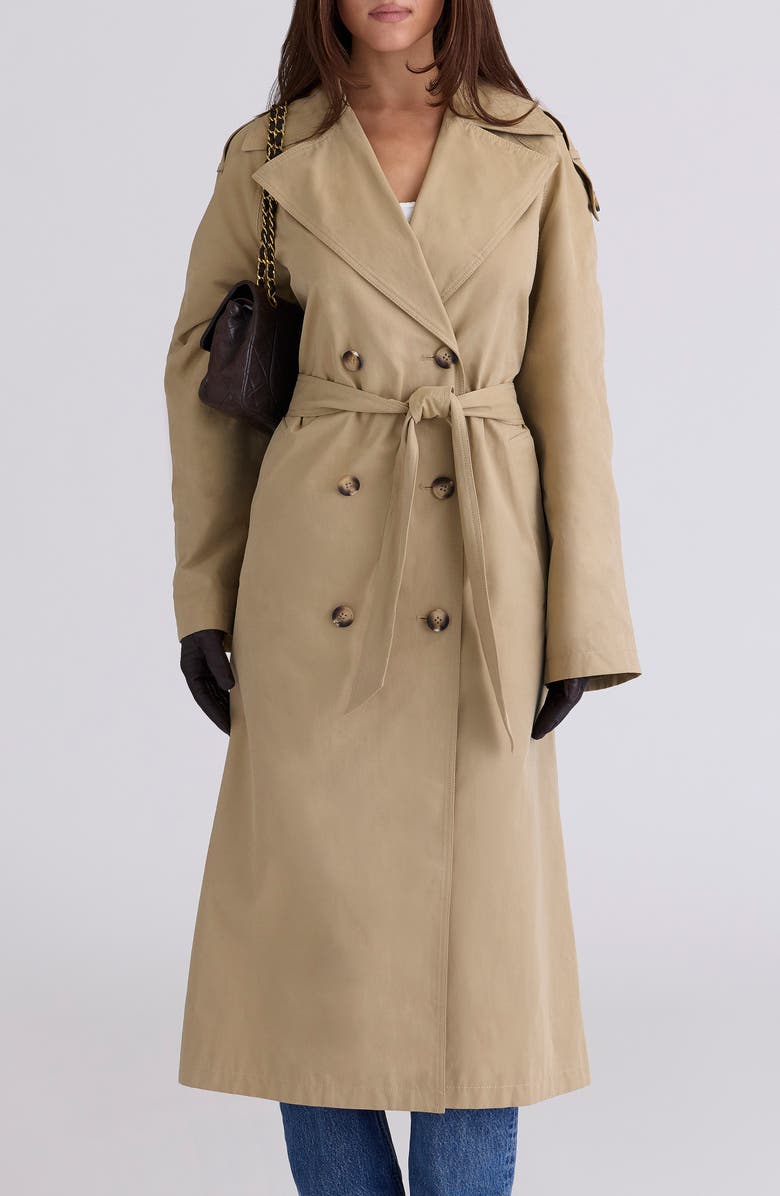 HOUSE OF CB Marais Double Breasted Trench Coat, Main, color, Brown