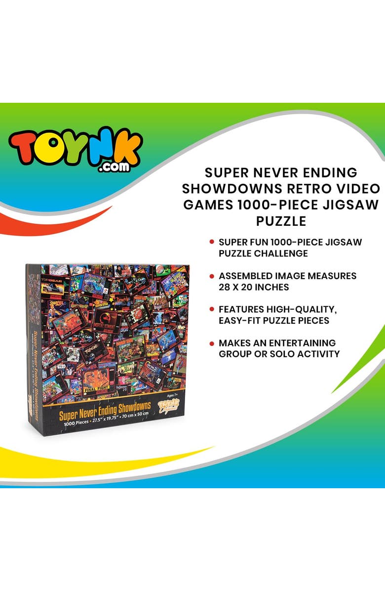 Toynk Super Never Ending Showdowns Retro Video Games 1000-Piece Jigsaw Puzzle, Alternate, color, Red
