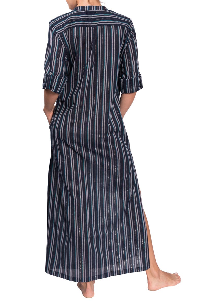 Everyday Ritual Tracey Cotton Caftan, Alternate, color, Midnight Stripe