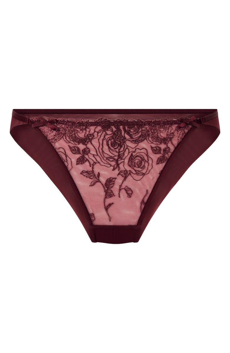 Hunkemöller Hollie Embroidered Mesh Brazilian Panties, Alternate, color, Fig