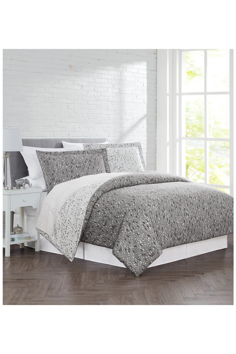 Botanical Leaves - Luxury Premium Oversized Reversible Duvet Cover, Main, color, BOTANICAL FOREST GREY