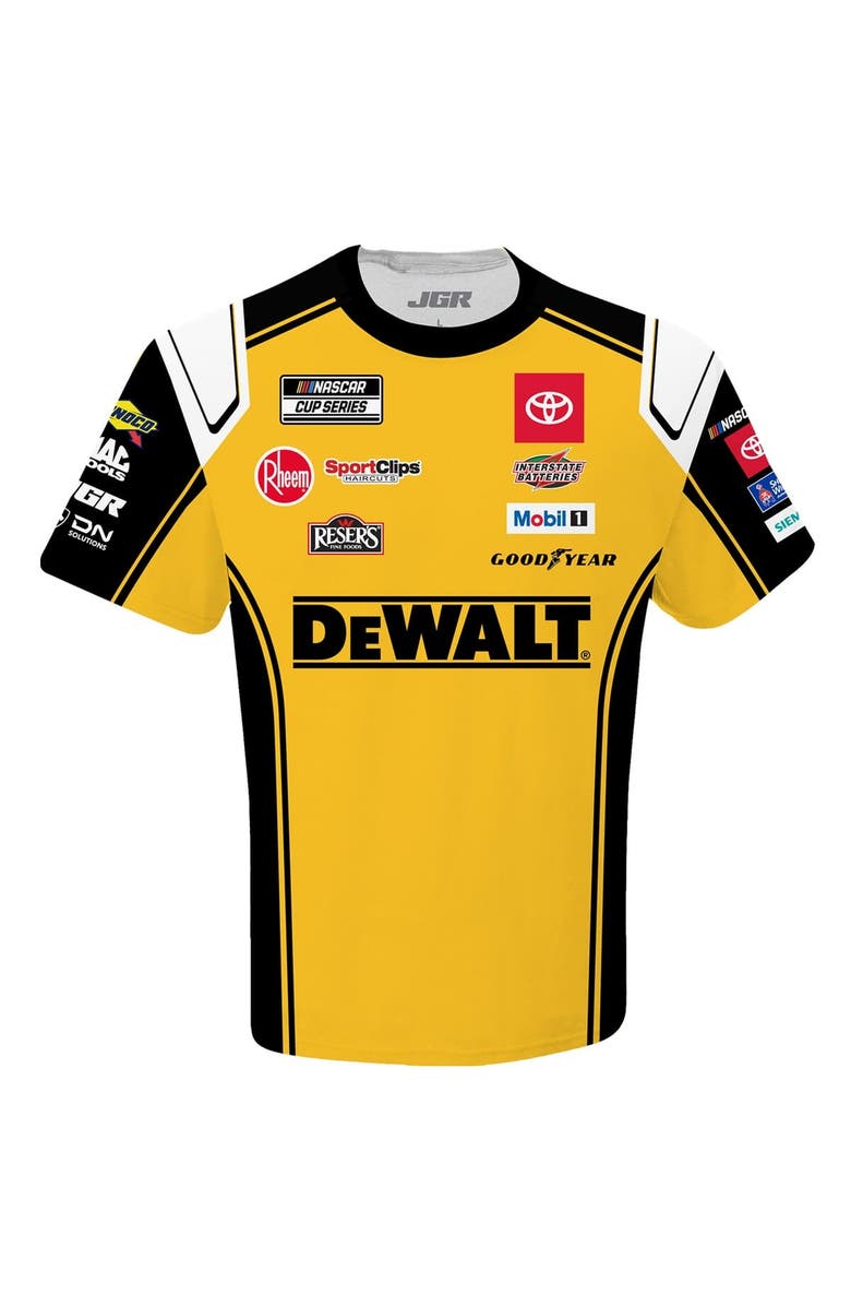 JOE GIBBS RACING TEAM COLLECTION Men's Joe Gibbs Racing Team Collection Yellow Christopher Bell DeWalt Uniform T-Shirt, Alternate, color, Yellow