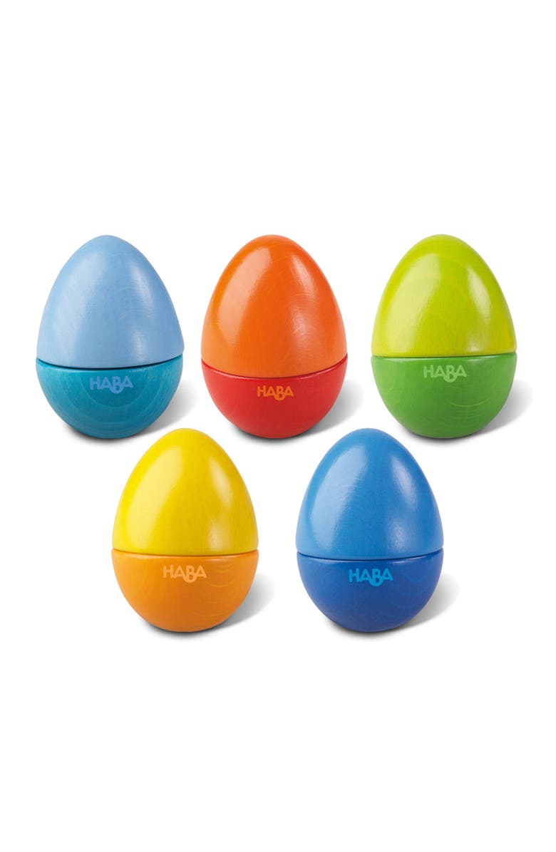 HABA Fun with Sounds Wooden Eggs Montessori Toys, Main, color, Multi