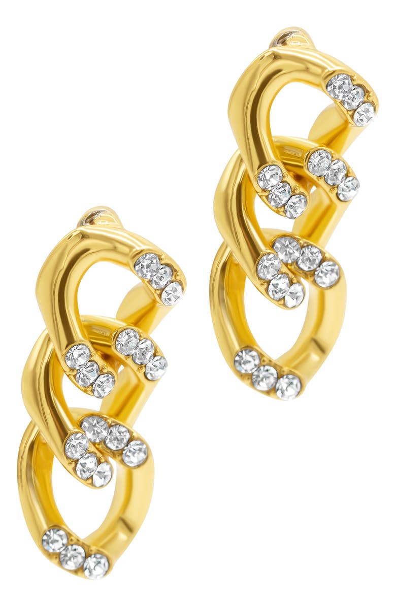 Adornia Crystal Curb Chain Drop Earrings, Main, color, Gold