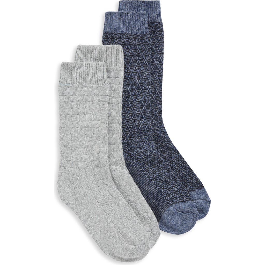 Hue Assorted 2-pack Textured Crew Socks In Blue