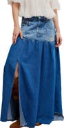 Free People Good Company Mixed Denim Maxi Skirt
