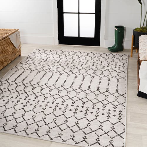 Jonathan Y Ourika Moroccan Geometric Textured Weave Indoor/outdoor Area Rug In Cream/black