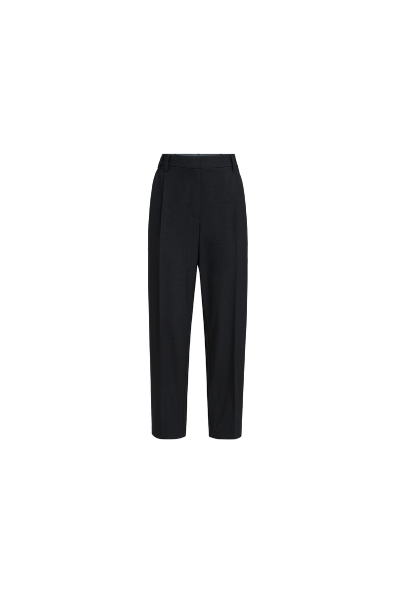 Tropical luxury wool slouchy trousers with monili, Alternate, color, Lignite