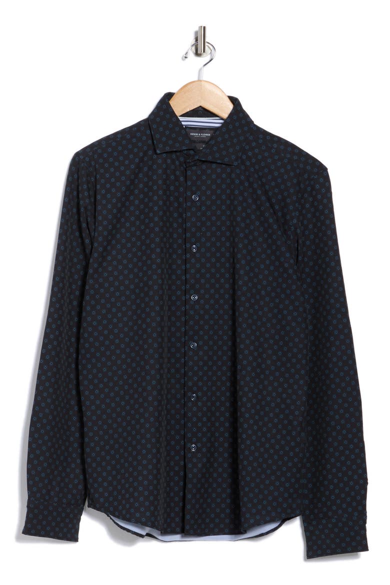 Floral Dress Shirt, Alternate, color, BLACK