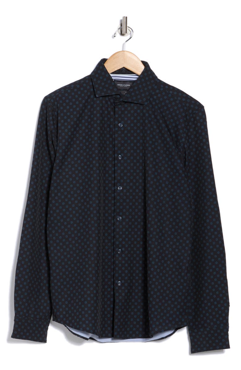 DENIM AND FLOWER Floral Dress Shirt, Alternate, color, Black