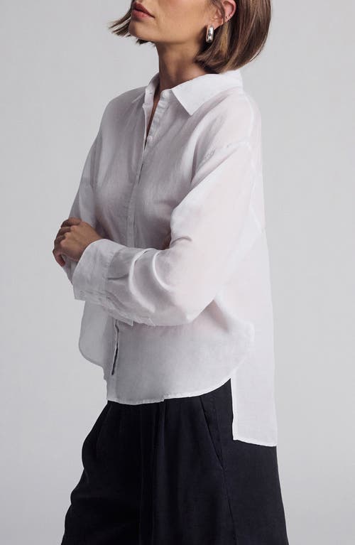 Mavi Jeans Step Hem Button-up Shirt In White