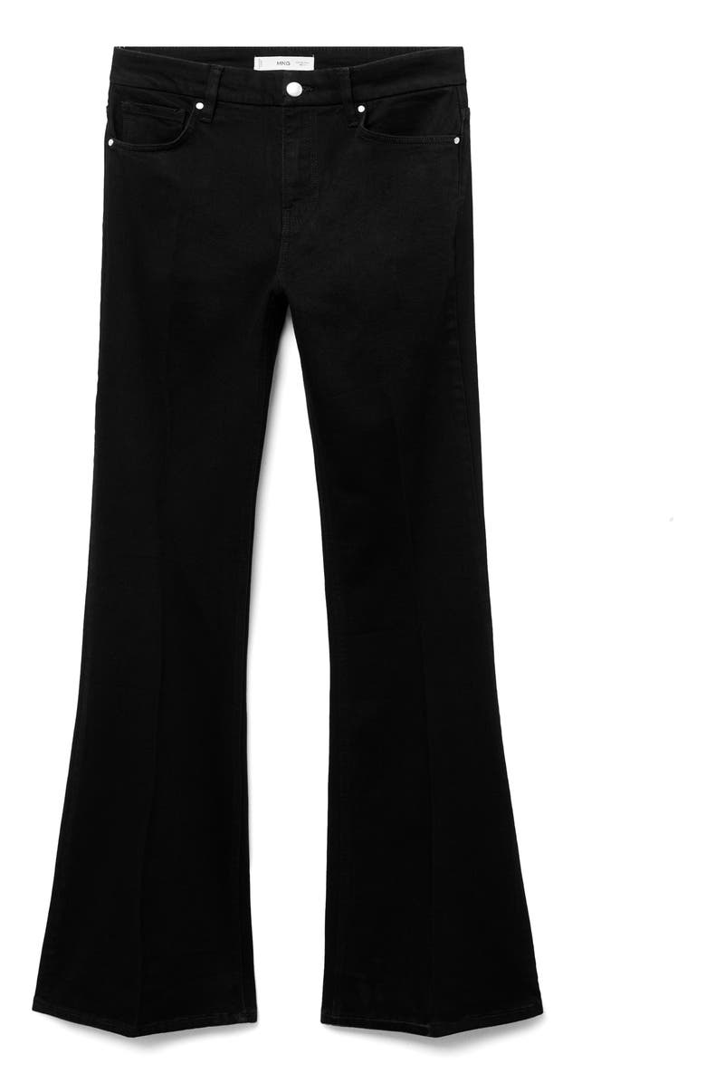 MANGO Violeta High Waist Flare Leg Jeans, Alternate, color, Black Denim