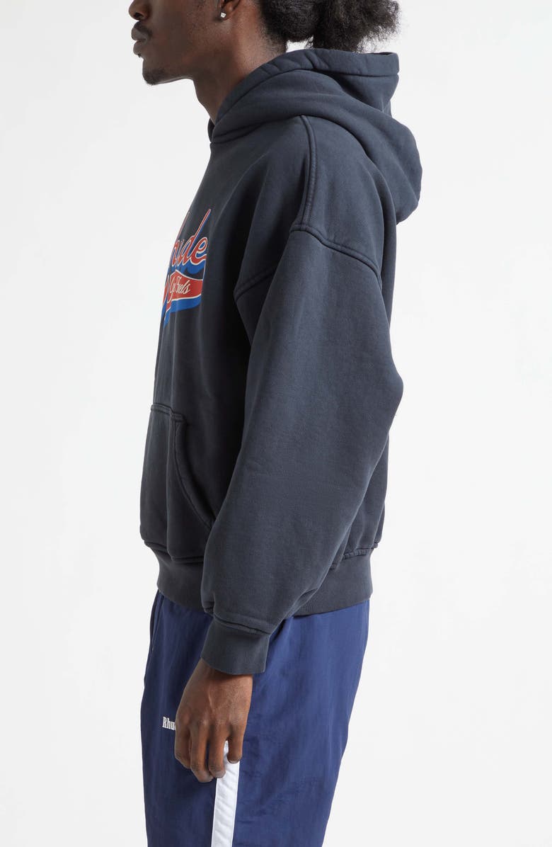 Rhude Pit Stop Hoodie, Alternate, color, Vintage Black / Red / Blue