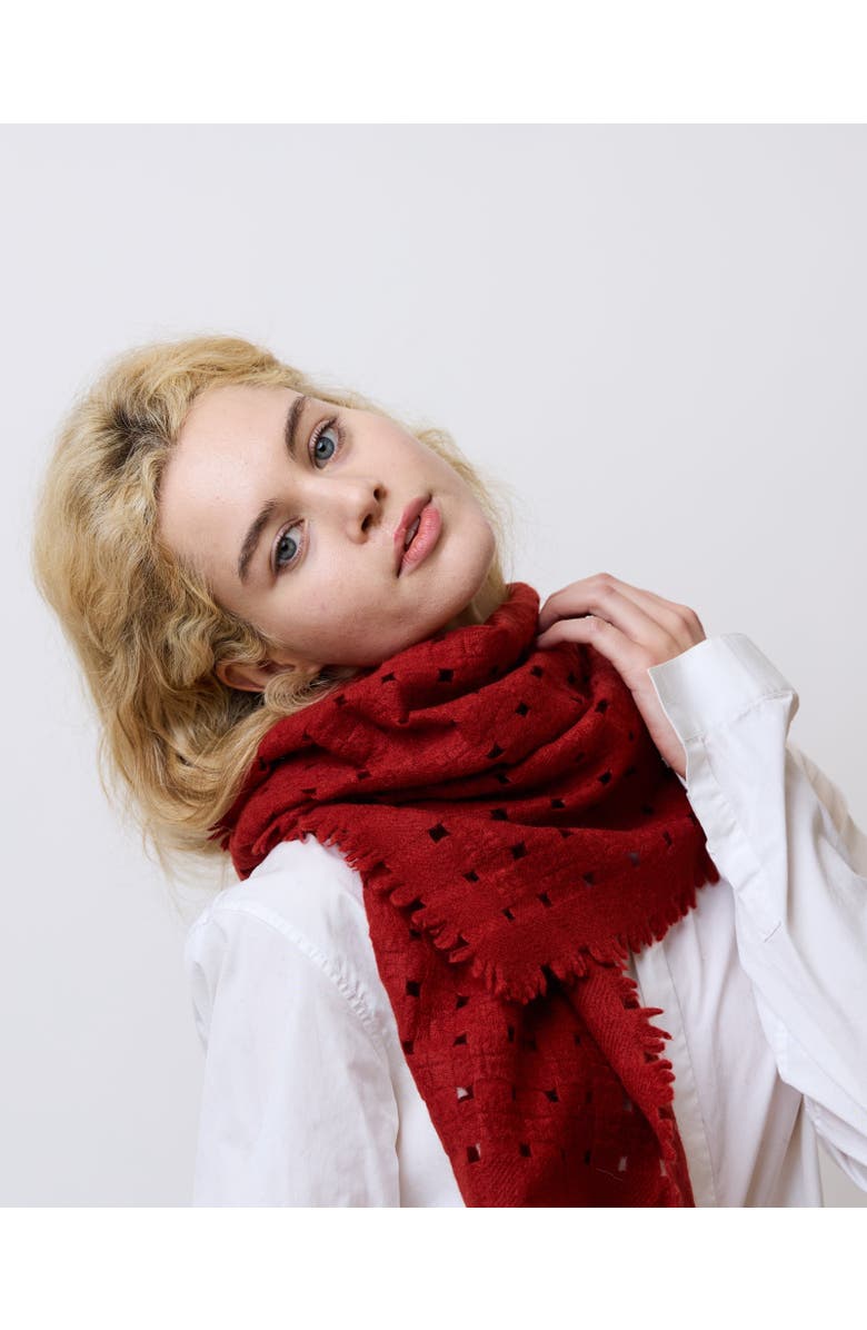Lost Pattern Pixie Cashmere Scarf, Alternate, color, Red