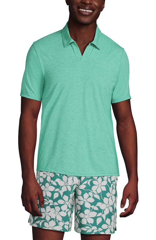 LANDS' END LANDS' END UPF 50 SHORT SLEEVE JOHNNY COLLAR POLO RASH GUARD SHIRT