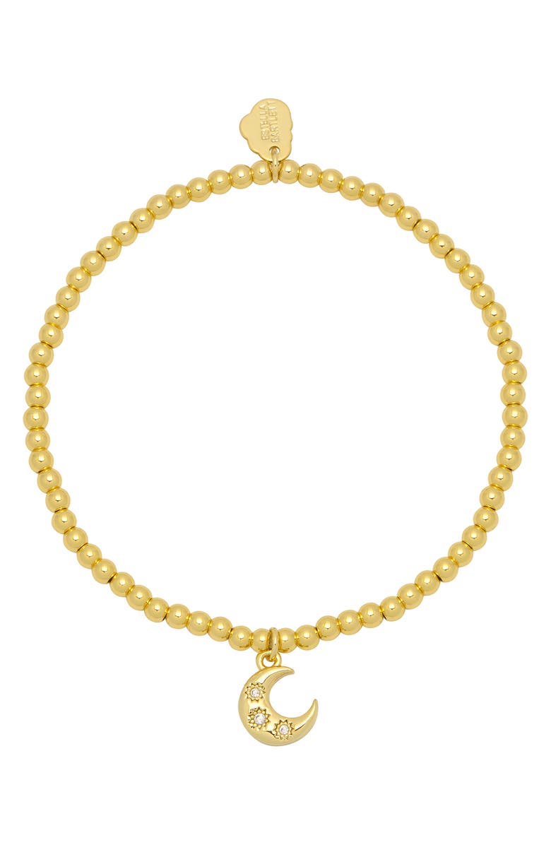 Estella Bartlett Sienna Moon Beaded Stretch Bracelet, Alternate, color, Gold
