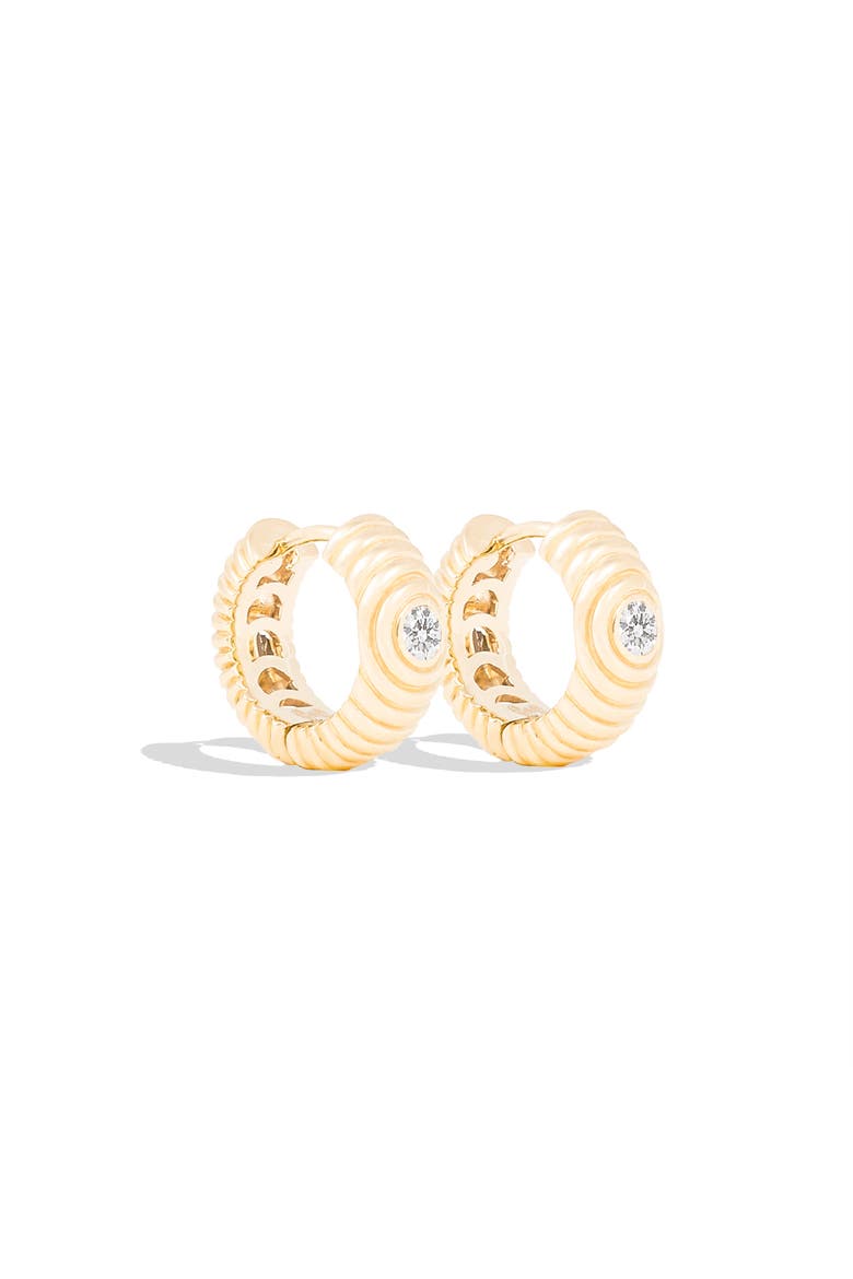 Revel Ribbed Huggie, Alternate, color, Diamond- Gold