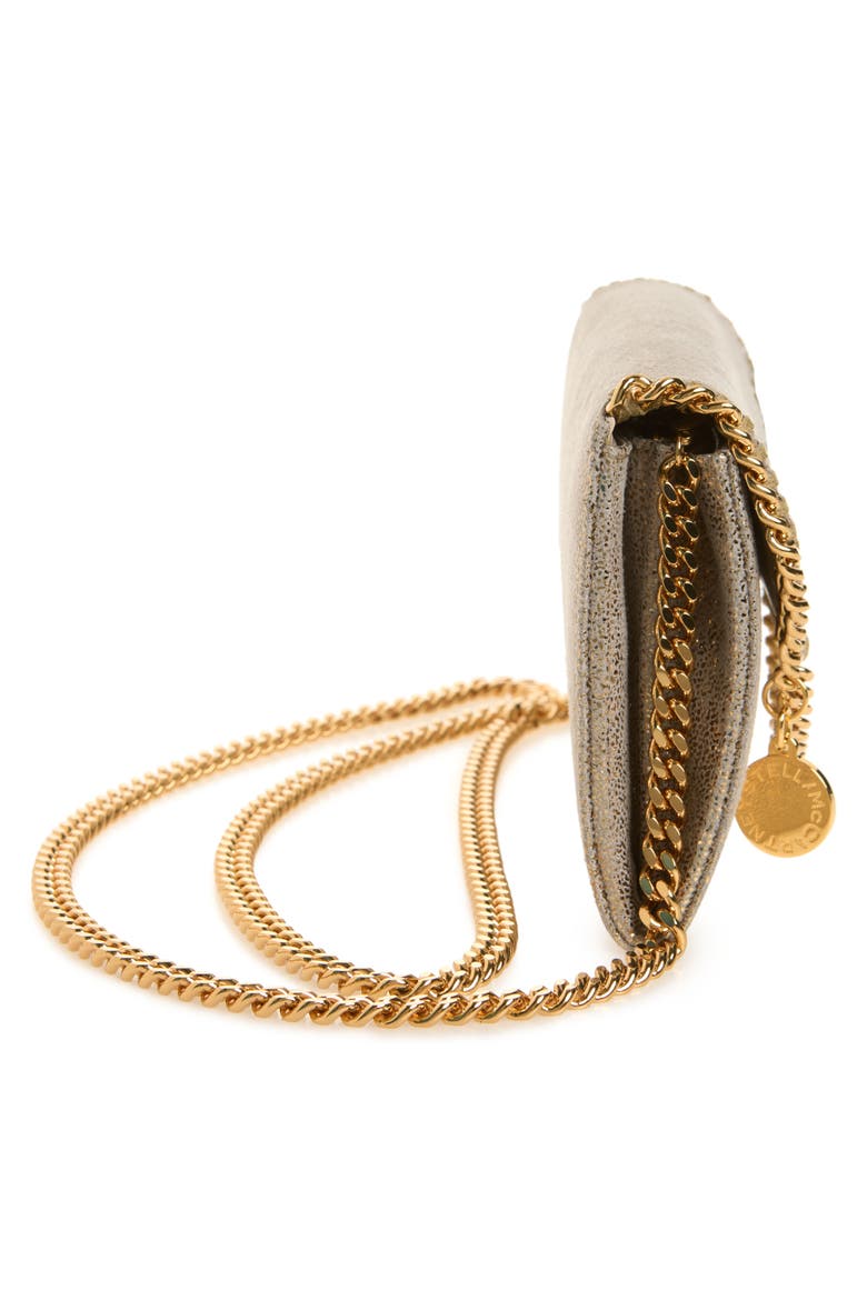 Falabella Faux Leather Continental Wallet on a Chain, Alternate, color, PYRITE