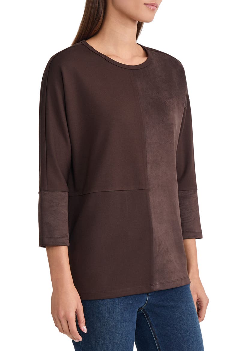Blocked Dolman Tunic, Alternate, color, COFFEE BEAN