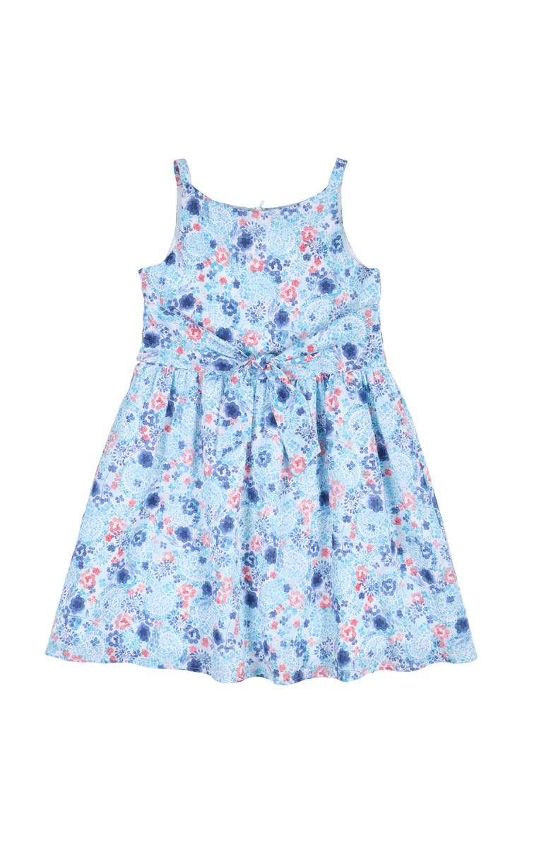Florence Eiseman Floral Dress With Front Tie, Main, color, Blue / Multicolor